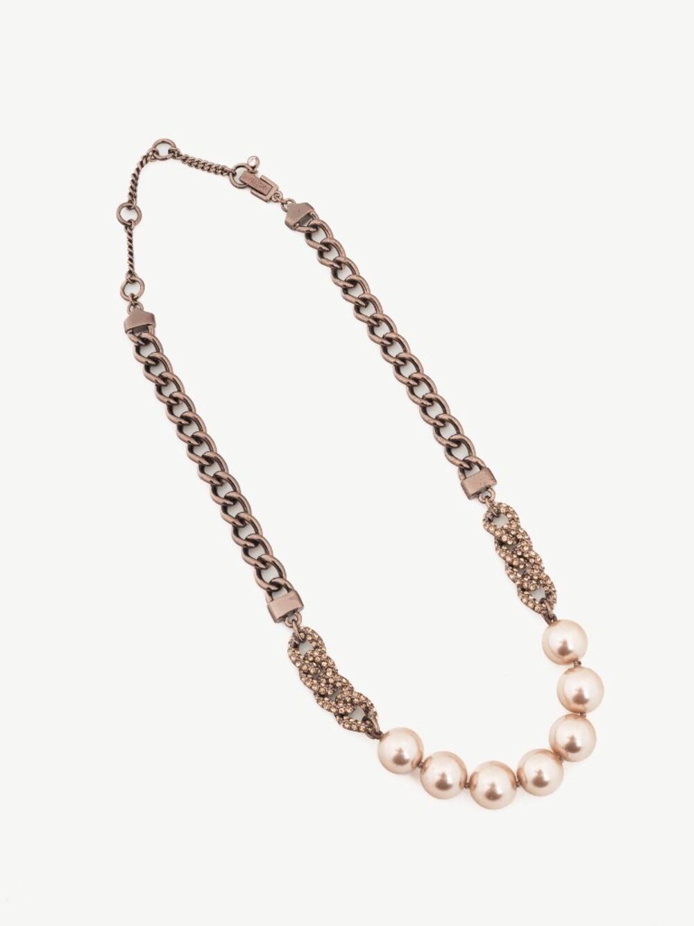 Givenchy Bronze-Tone Pearl & Crystal Chain Choker Necklace